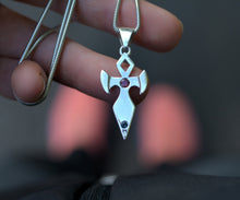 Charger l'image dans la galerie, Collier Croix de Thot, tourmaline, topaze & argent 925
